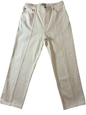 Abercrombie & Fitch Cream Slim Straight Jeans Front Seam Women’s 30
